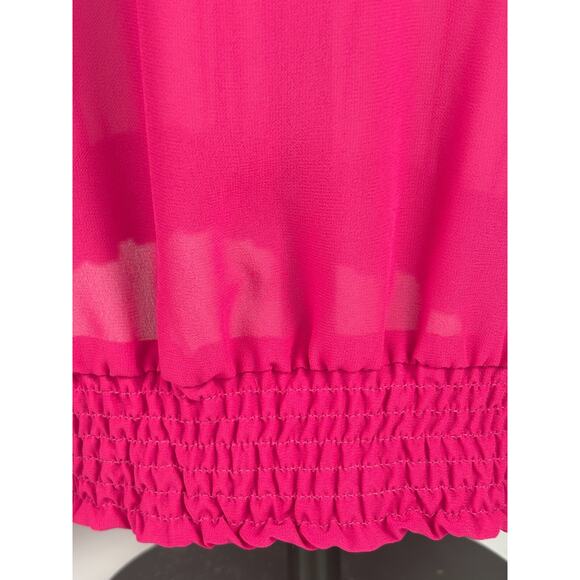 90s Frilly Ruffle Blouse Fuchsia Pink Top SIZE 16 Crepe Whimsicore Flowy Fairy - Picture 6 of 10
